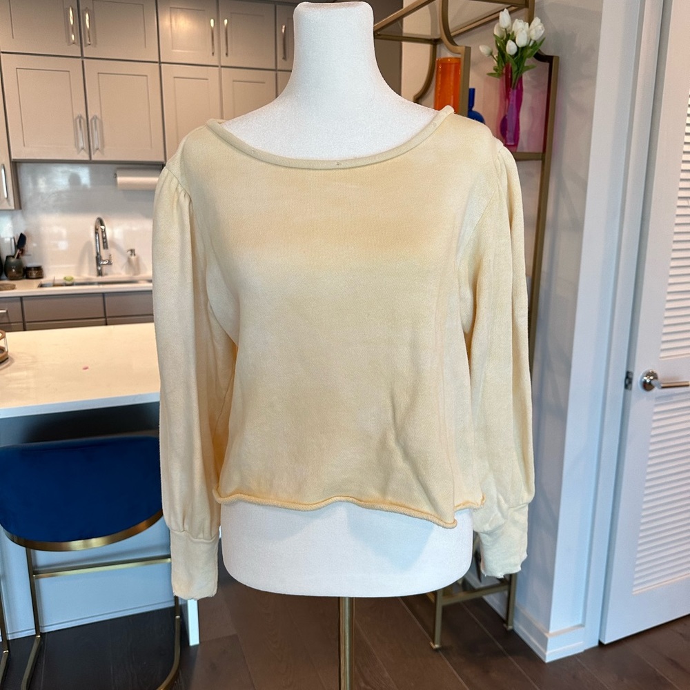 LoveShackFancy Yellow Tie Dye Boat Neck Sweatshirt